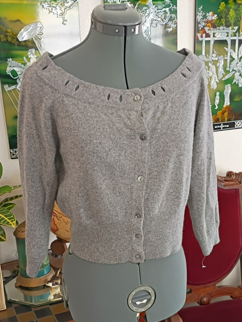 Valentino Gray Wool Cropped Sweater Size Small